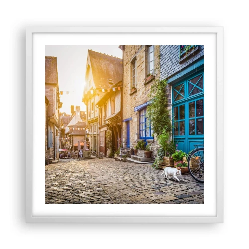 Poster in een witte lijst - De witte geest van het stadje - 50x50 cm