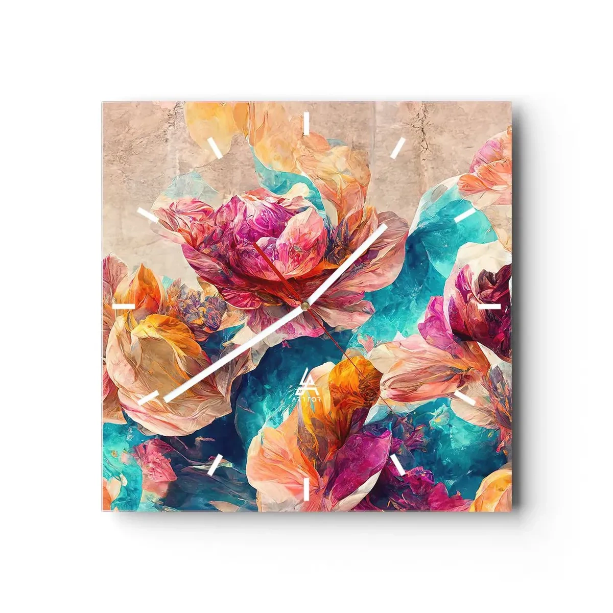 Wandklok - Klok - Kleurrijke pracht van het boeket - 30x30 cm