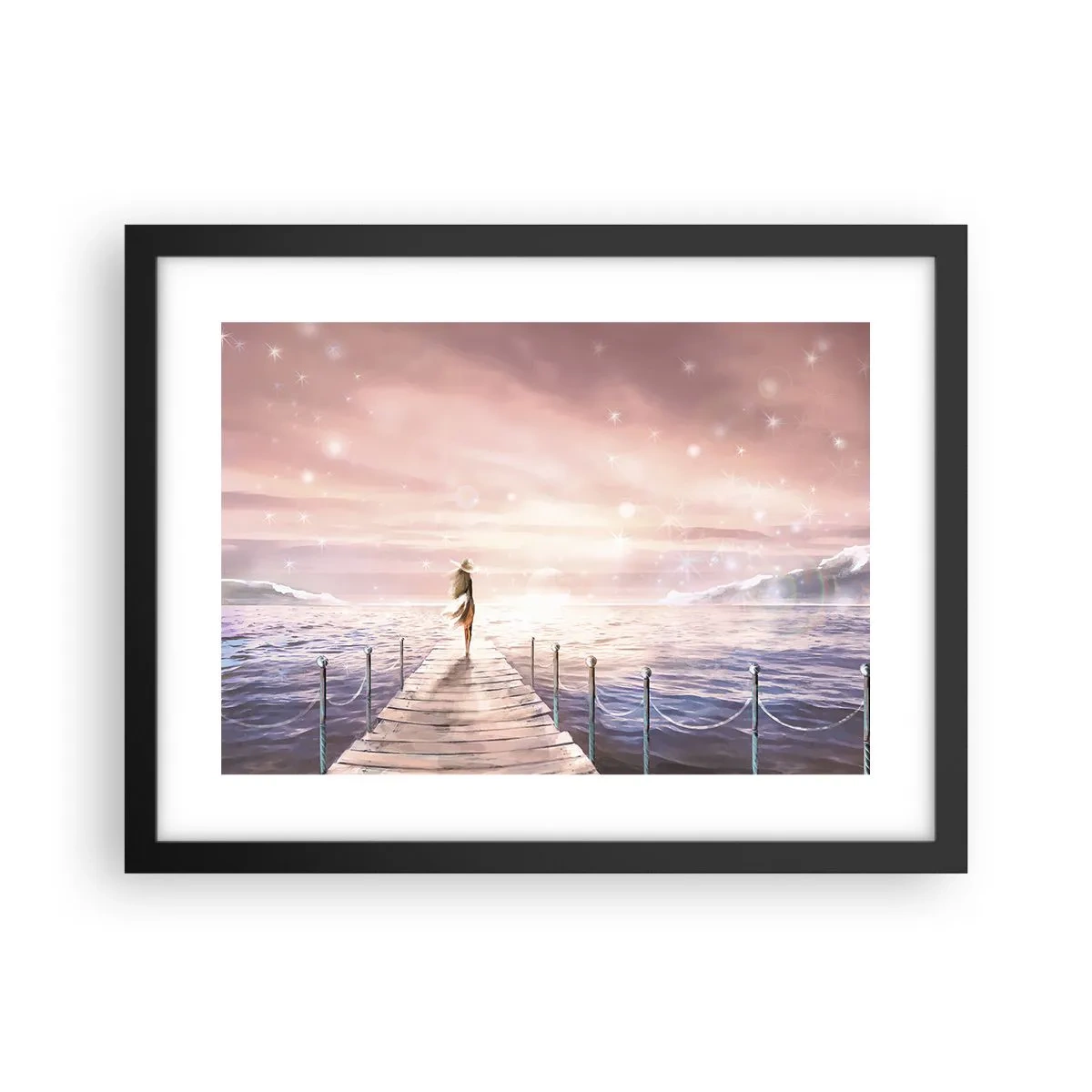Poster in een zwarte lijst - In het licht van een droom - 40x30 cm