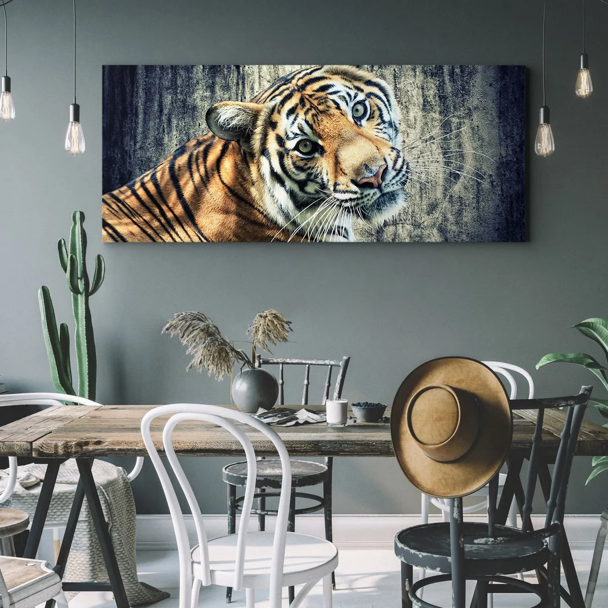 Schilderen op canvas - Portret in stromen van licht - 100x40 cm