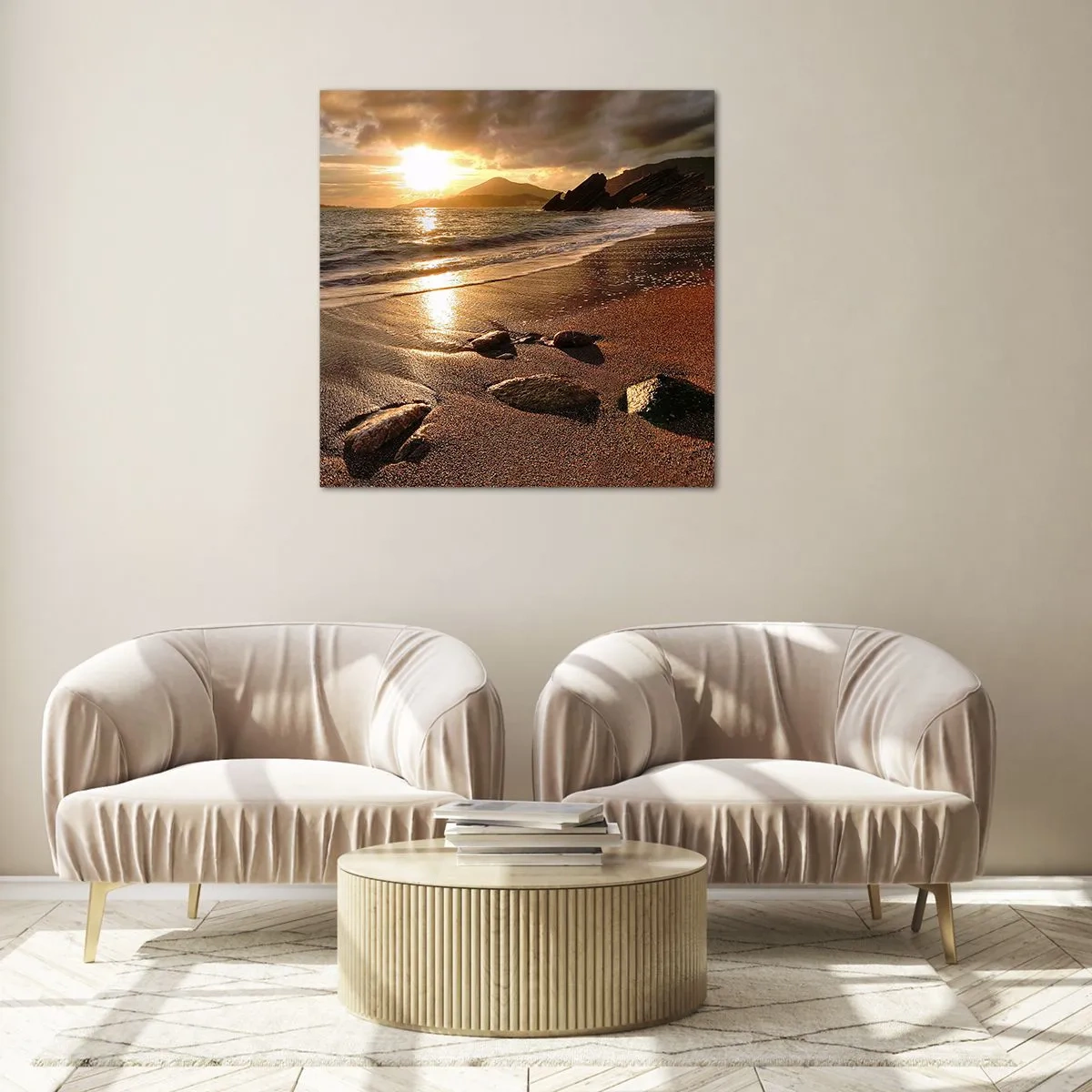 Schilderen op glas - Volg de zon naar de heuvels - 70x70 cm