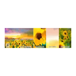 Fotobehang Monster Zelfklevend Deluxe Sticker - De zon zelf daalde naar de aarde - Zonnebloem veld, zonnebloem, Natuur - 100x30 cm