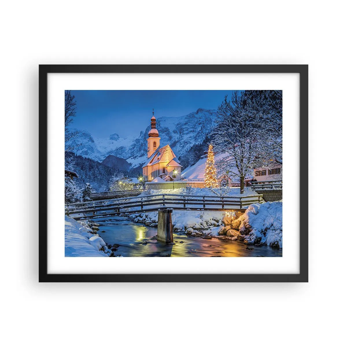 Poster in een zwarte lijst - Kerstgeest - 50x40 cm