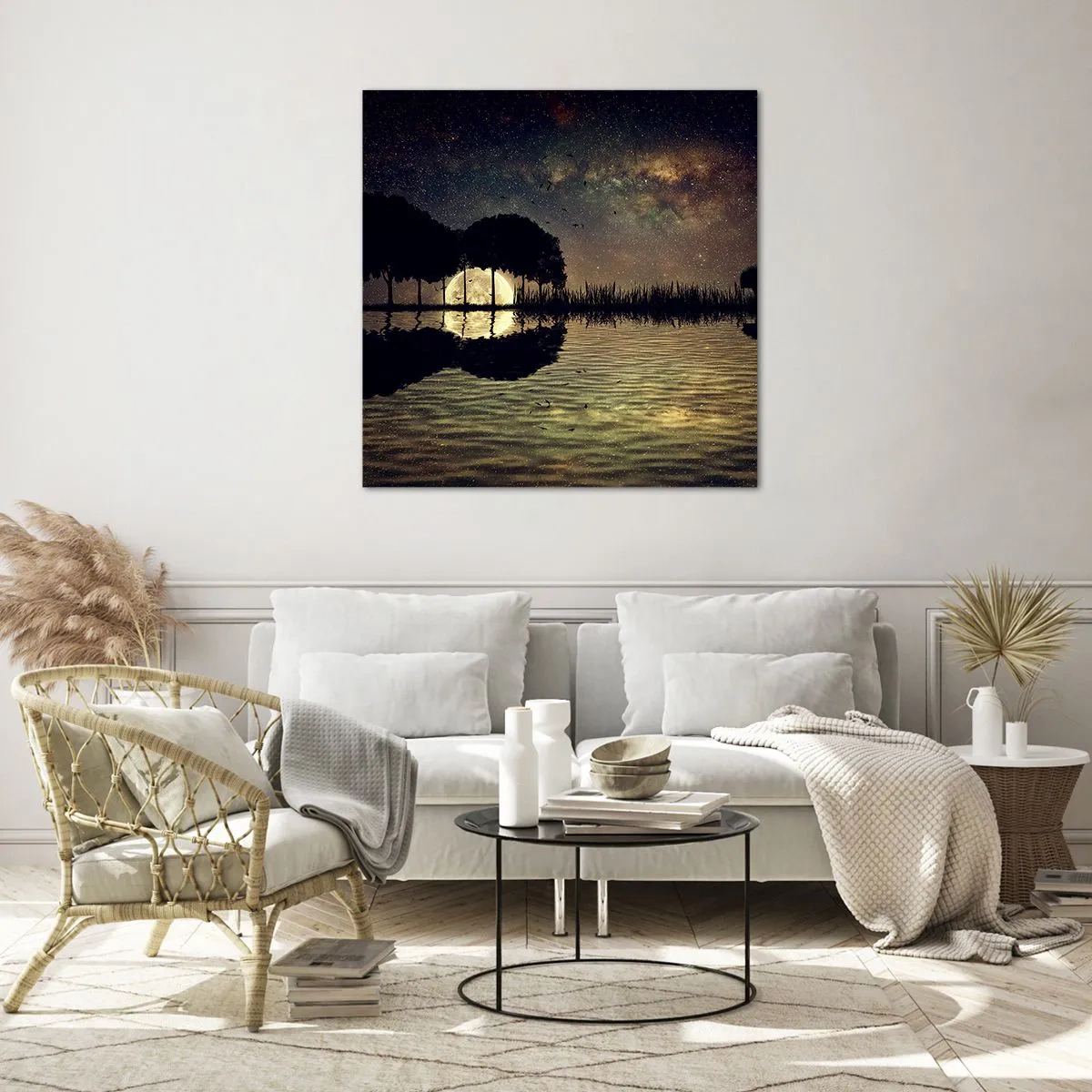 Schilderen op glas - Nacht aan het einde van de wereld - 40x40 cm