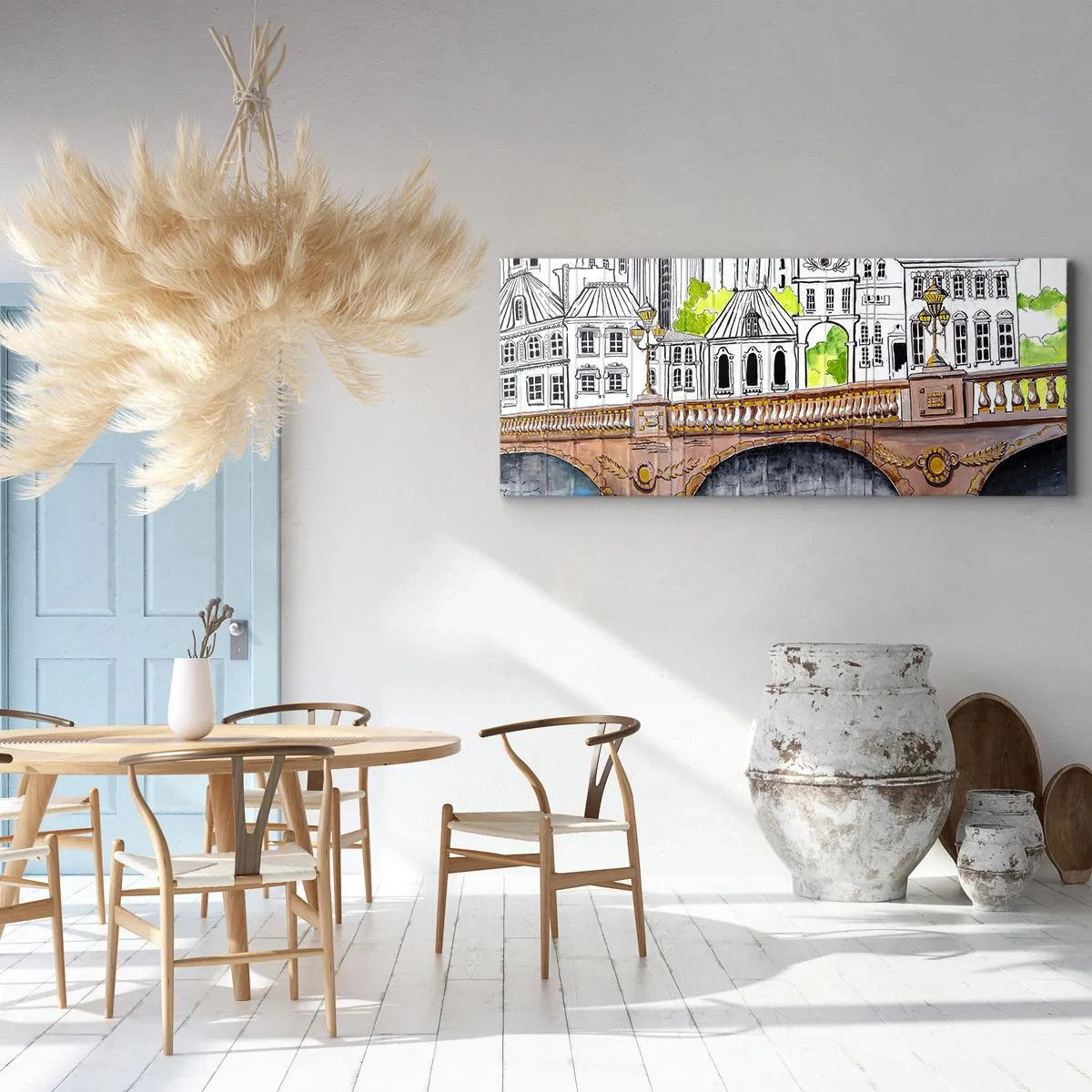 Schilderen op canvas - De stad als geschilderd - 100x40 cm