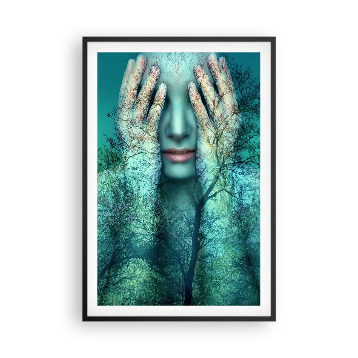 Poster in een zwarte lijst - Ondergedompeld in blauw - 61x91 cm