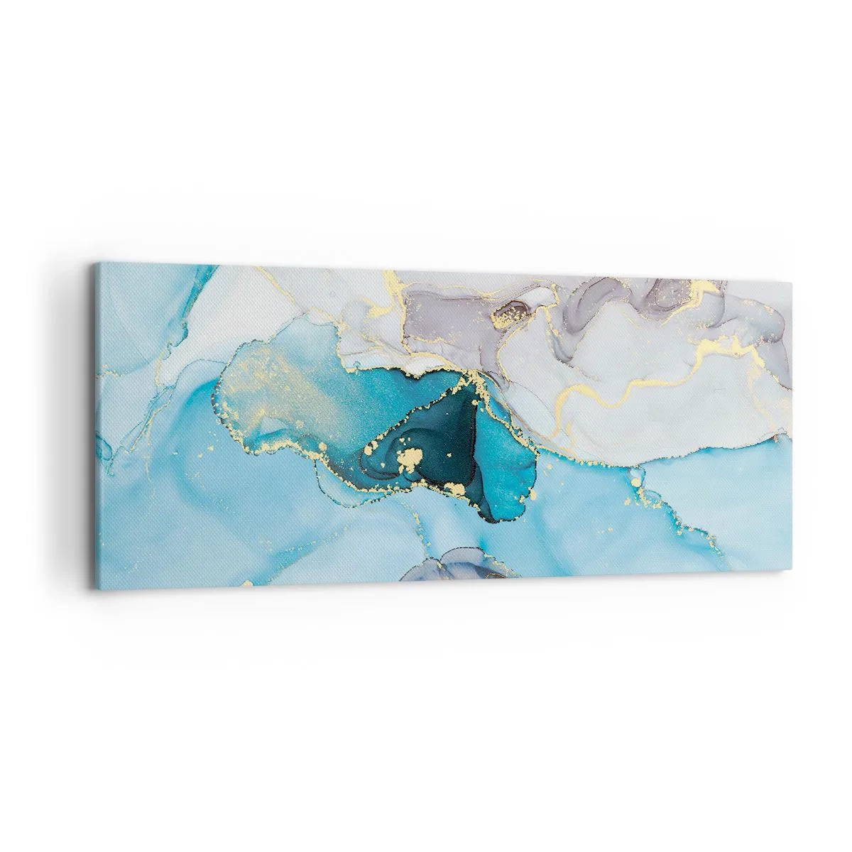 Schilderen op canvas - Een studie van de ontmoeting van grijs en turkoois - 120x50 cm