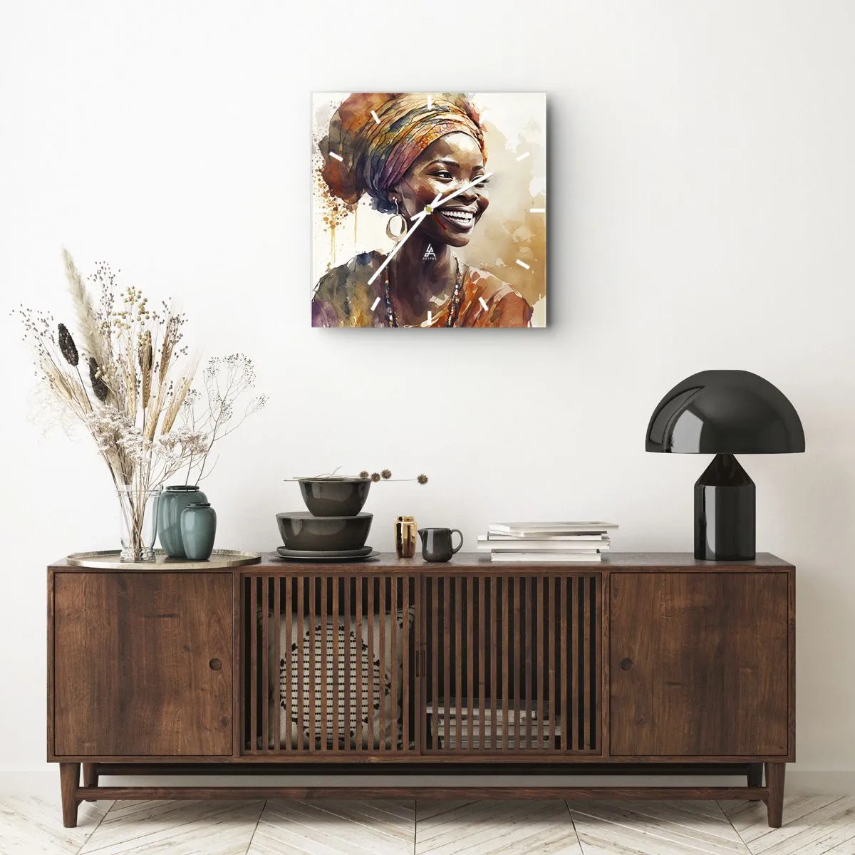 Wandklok - Klok - Afrikaanse koningin - 40x40 cm