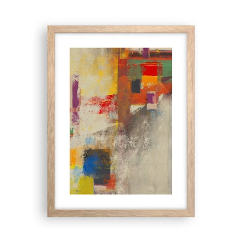 Een poster in een licht eiken lijst - Kleur geometrie - 30x40 cm