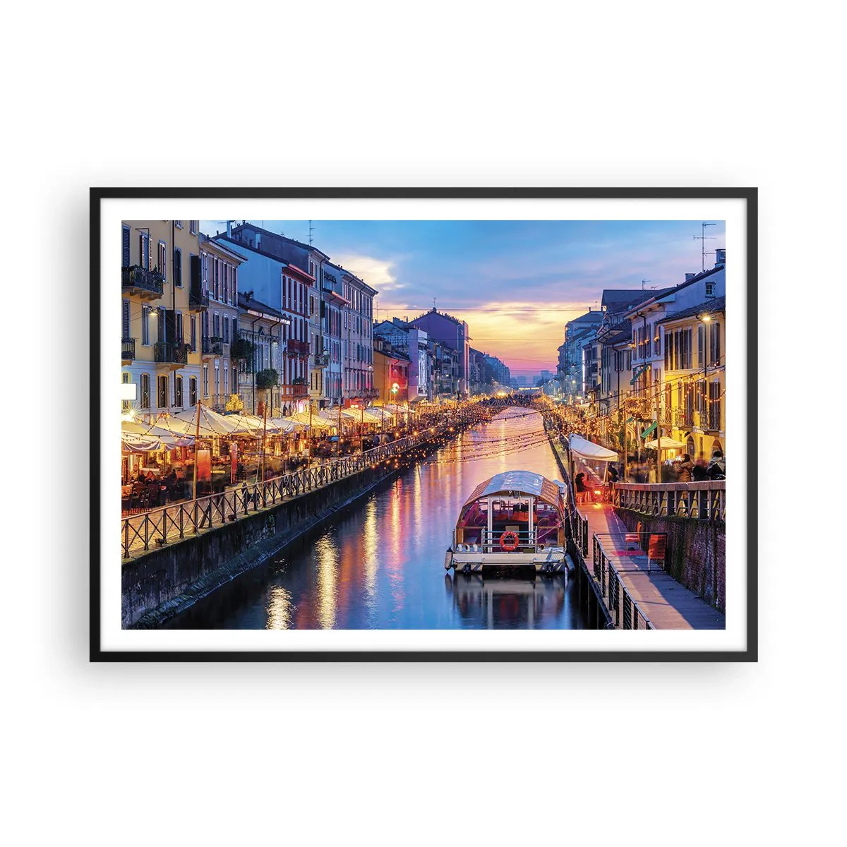 Poster in een zwarte lijst - Een avond vol licht en plezier - 100x70 cm