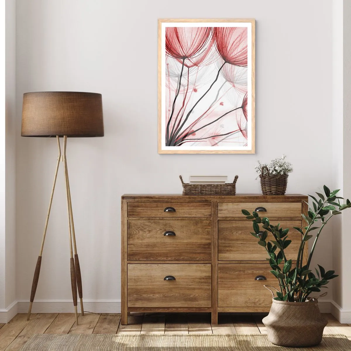 Een poster in een licht eiken lijst - Vóór het vertrek - 30x40 cm