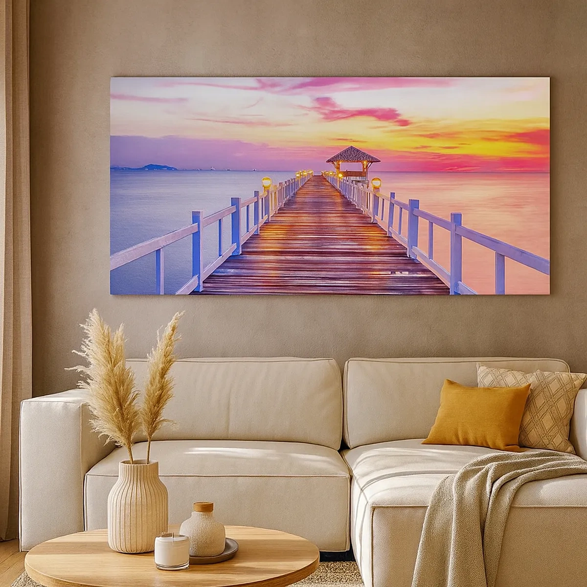 Schilderen op canvas - De lila-gouden stilte van de avond - 30x30 cm