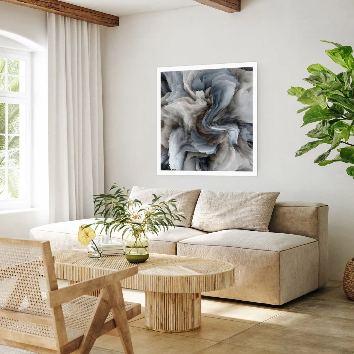 Poster - Steen en bloem - 40x40 cm