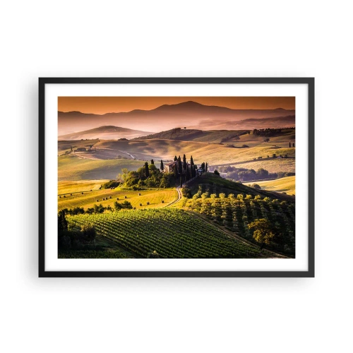 Poster in een zwarte lijst - Arcadia - het Toscaanse landschap - 70x50 cm