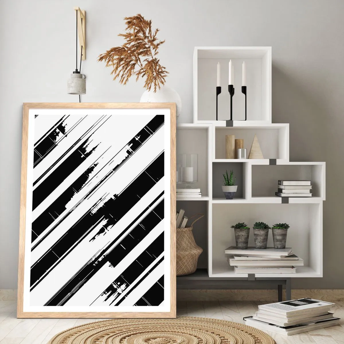 Een poster in een licht eiken lijst - Een intense en dynamische compositie - 70x100 cm