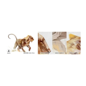 Fotobehang Monster Premium Canvas - Wilde gratie - Dieren, Leeuw, Abstractie - 100x30 cm