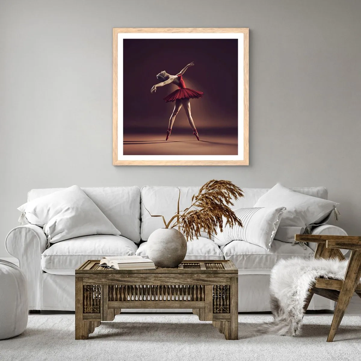 Een poster in een licht eiken lijst - Een prima ballerina - 60x60 cm