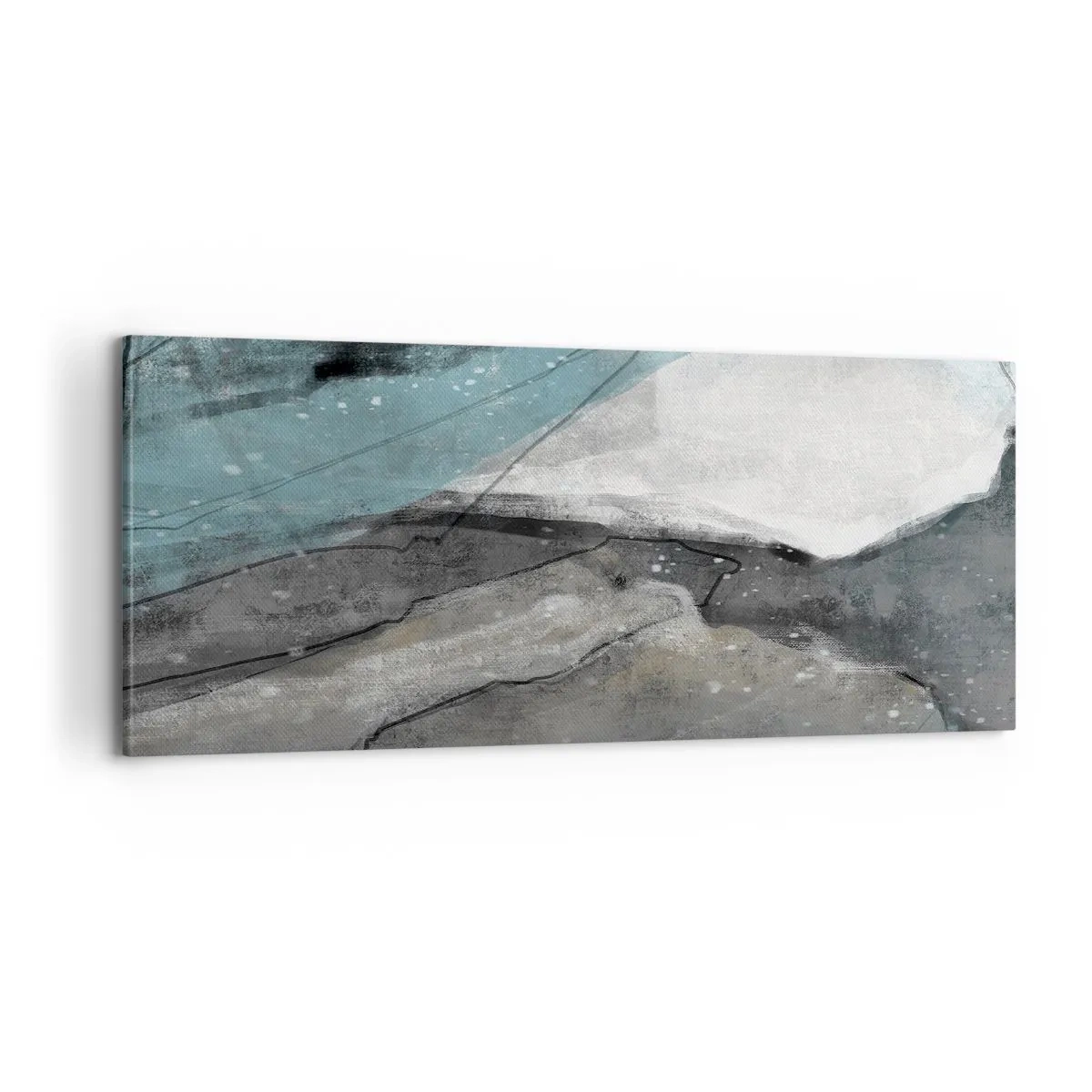 Schilderen op canvas - Abstractie: rotsen en ijs - 100x40 cm