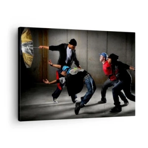 Schilderen op canvas - Een groep hiphopdansers in een dynamische choreografie - 70x50cm - Dansend met de straatwind - Moderne wanddecoratie voor woonkamer en slaapkamer ARTTOR