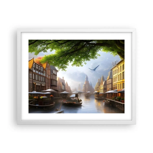 Poster in een witte lijst - Hollands stadsbeeld - 50x40 cm