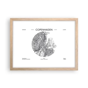 Een poster in een licht eiken lijst - Anatomie van Kopenhagen - 40x30 cm