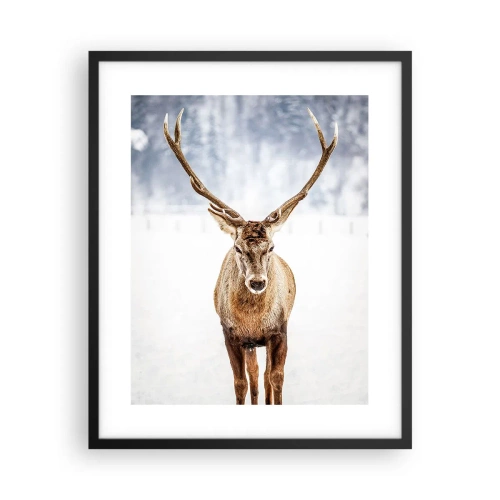 Poster in een zwarte lijst - Recht uit de sneeuwmist - 40x50 cm