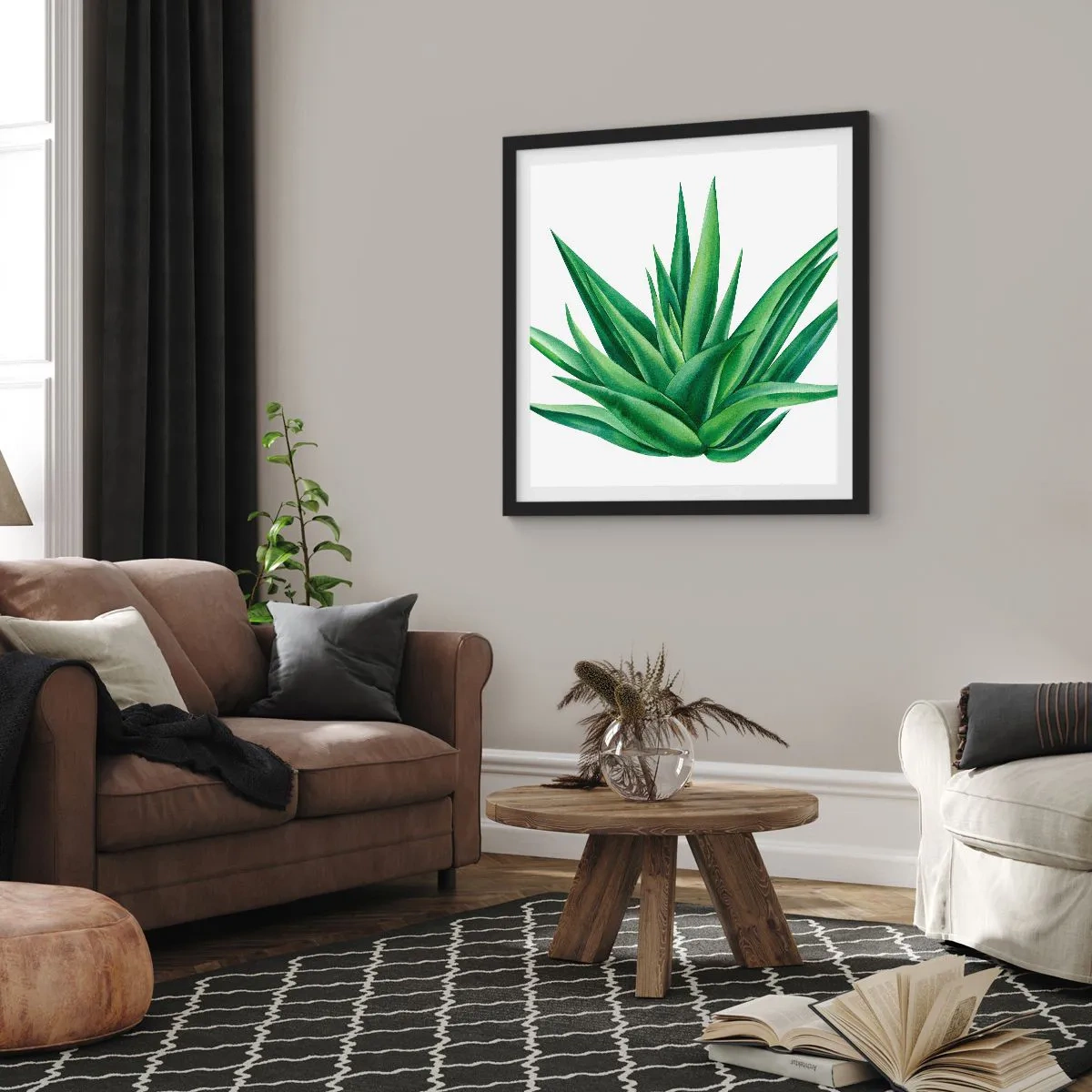 Poster in een zwarte lijst - Groen – kracht – leven - 30x30 cm