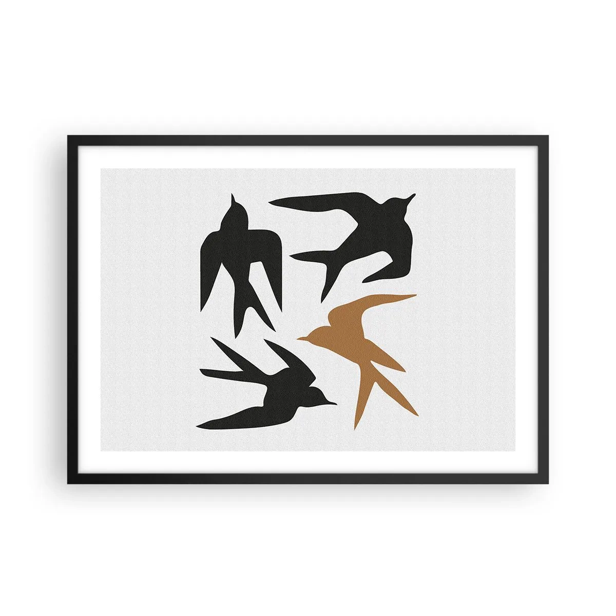 Poster in een zwarte lijst - Zwaluwen spel - 70x50 cm