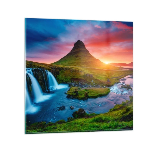 Schilderen op glas - IJsland - vuur en water - 60x60 cm