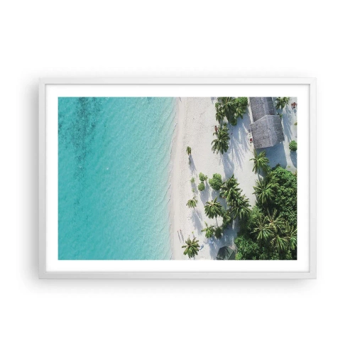 Poster in een witte lijst - Een vakantie in het paradijs - 70x50 cm