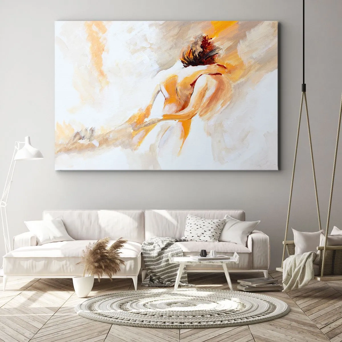 Schilderen op canvas - Abstracte scène van een romantische omhelzing - 70x50cm - In de lucht van nabijheid - Moderne wanddecoratie voor woonkamer en slaapkamer ARTTOR