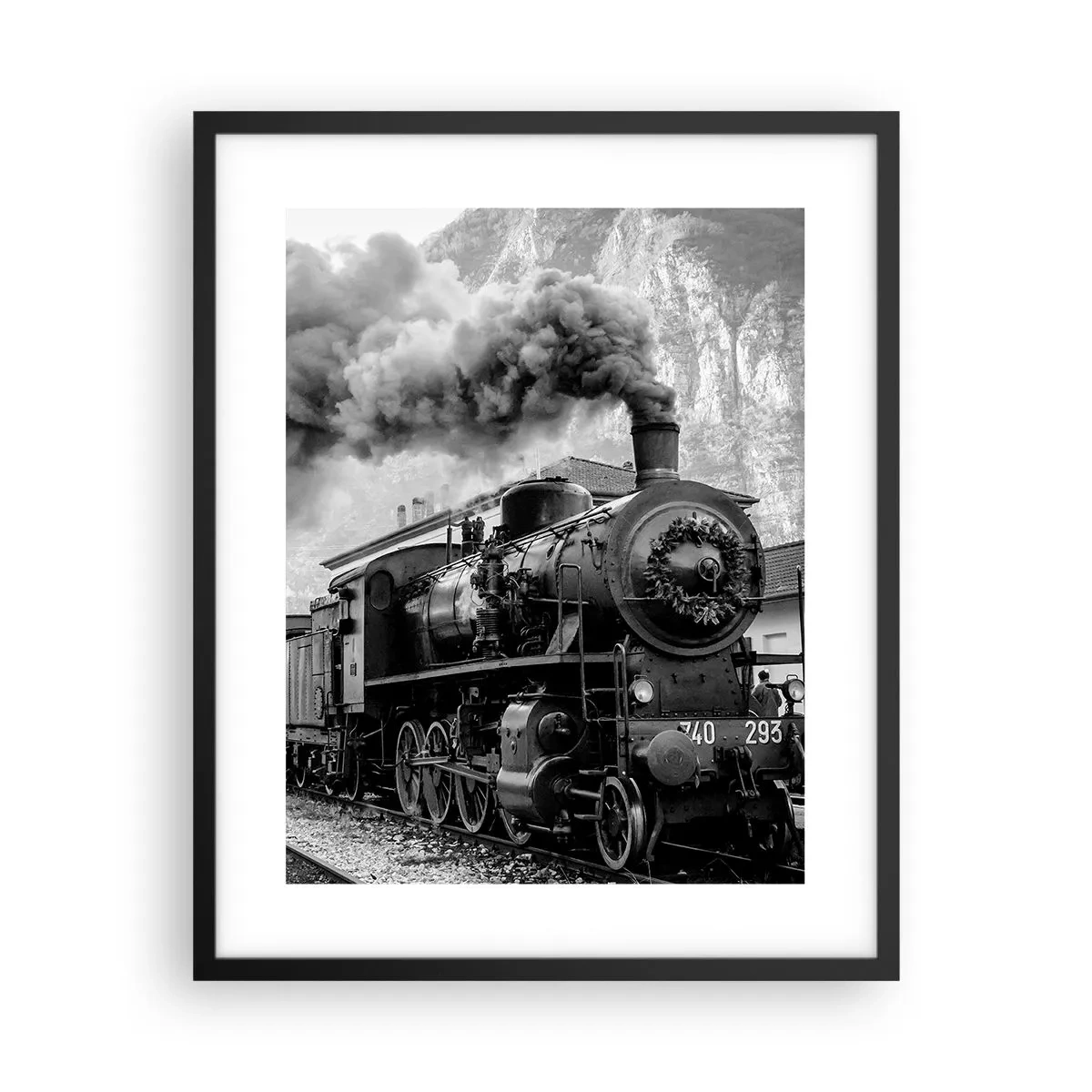 Poster in een zwarte lijst - Staat op het station... - 40x50 cm