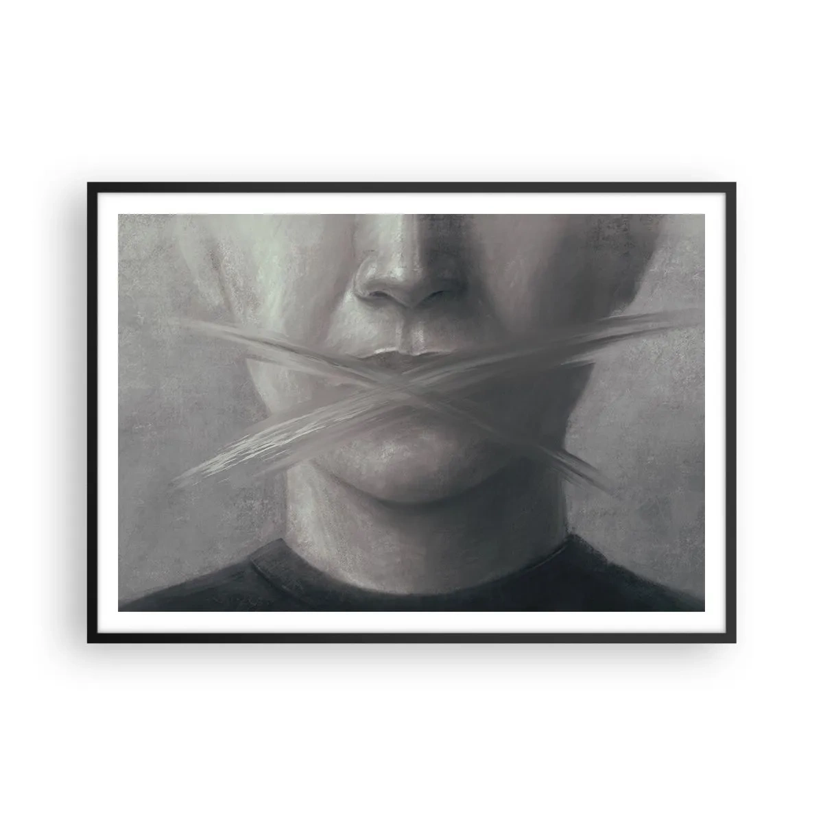 Poster in een zwarte lijst - Zonder een woord - 100x70 cm