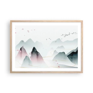 Een poster in een licht eiken lijst - Over de toppen - 70x50 cm