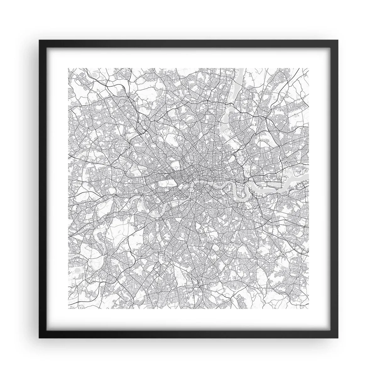 Poster in een zwarte lijst - Kaart van het doolhof van Londen - 50x50 cm
