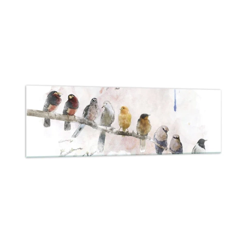 Schilderen op glas - Gevleugelde ontmoeting - 160x50 cm
