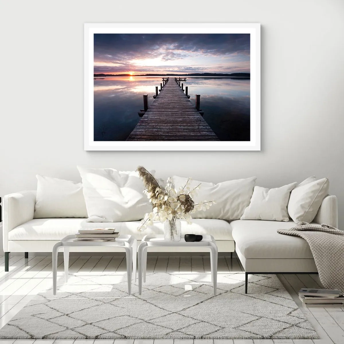 Poster in een witte lijst - Een rustige grens tussen dag en nacht - 50x40 cm