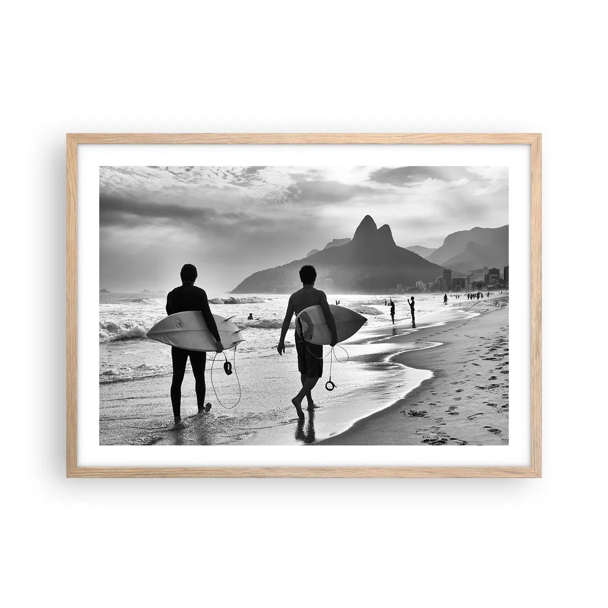 Een poster in een licht eiken lijst - Enkele golf samba - 70x50 cm