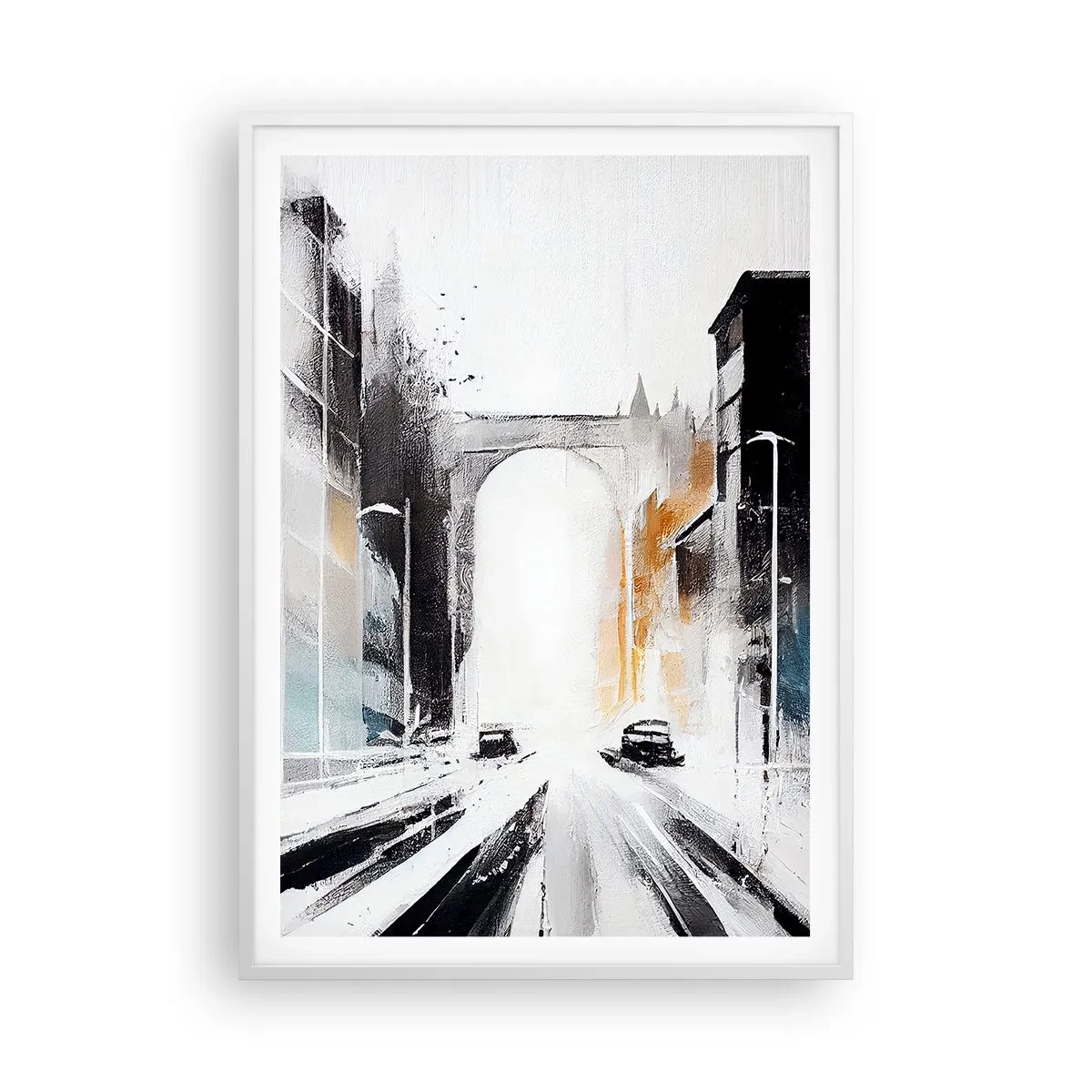 Poster in een witte lijst - Stadsstudie: architectuur en beweging - 70x100 cm