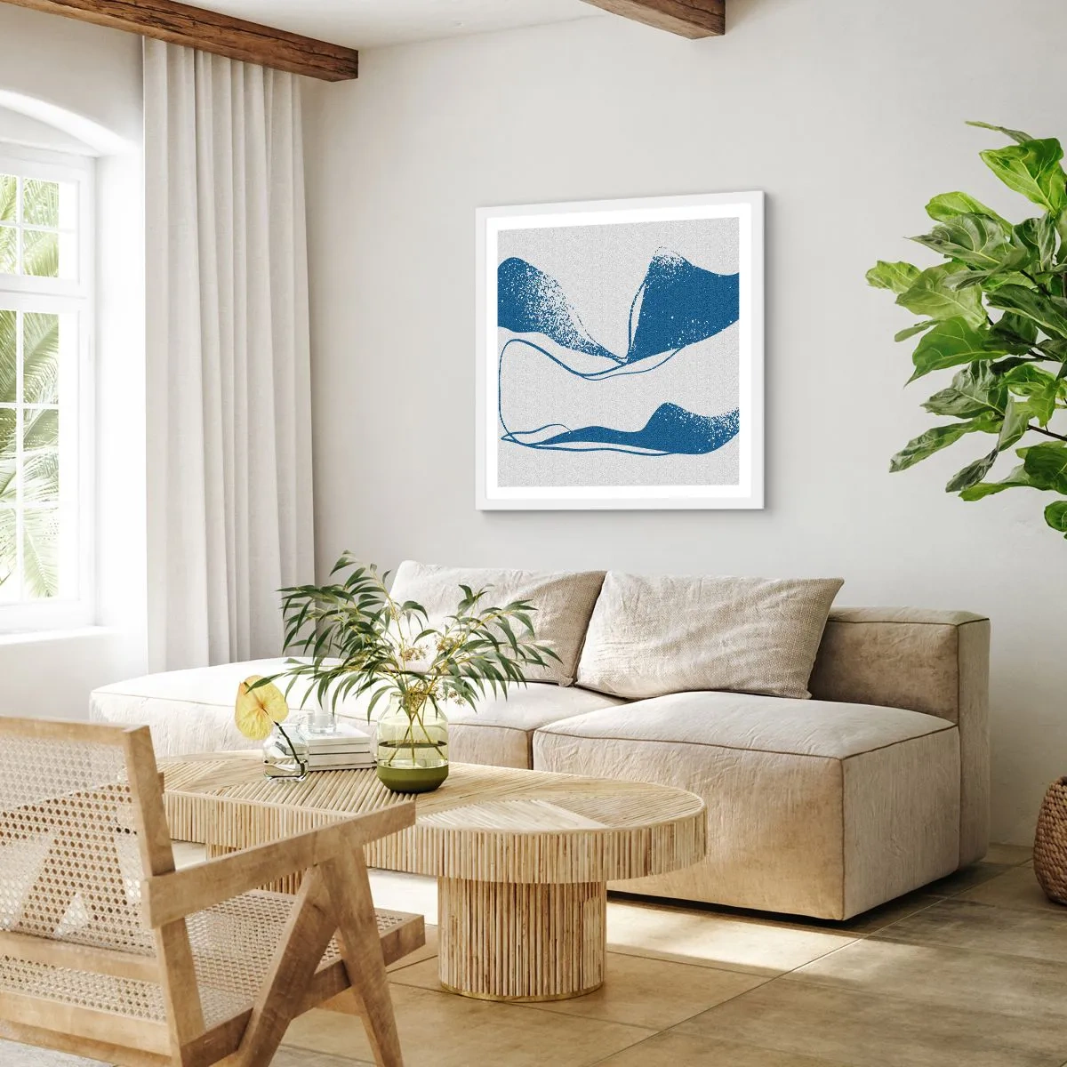 Poster in een witte lijst - Gevleugelde abstractie - 60x60 cm