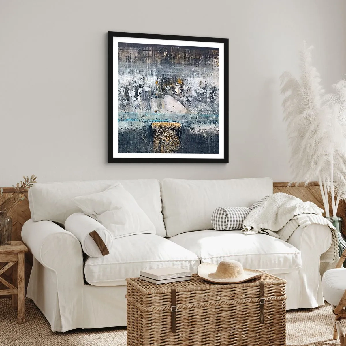 Poster in een zwarte lijst - Als op ijs, als zo moeizaam - 60x60 cm