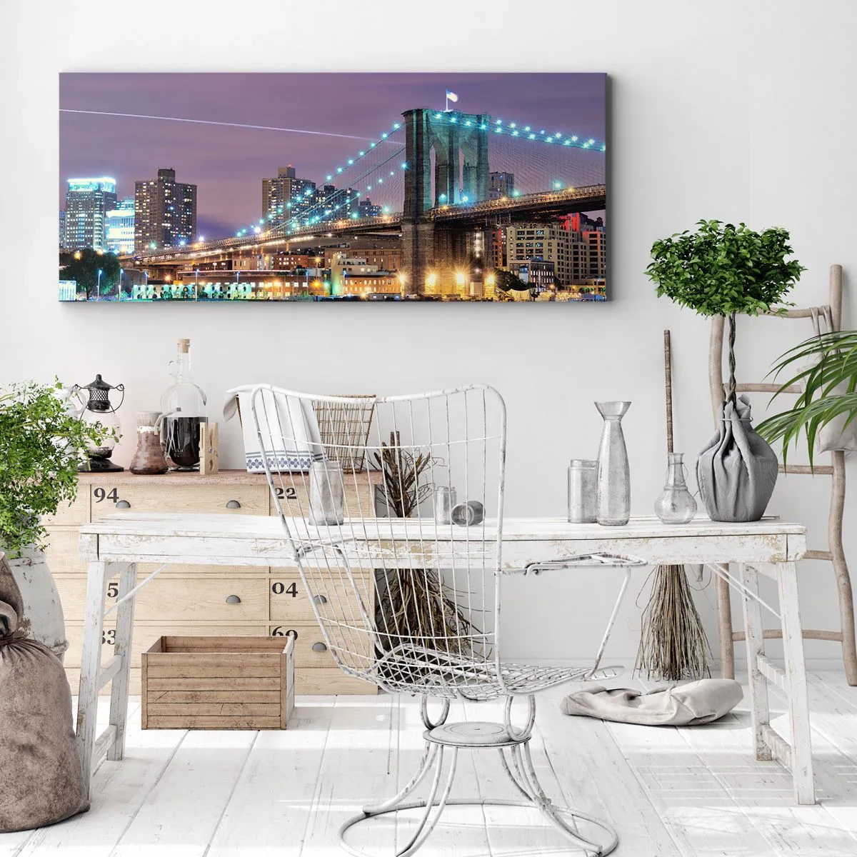 Schilderen op canvas - Al vele jaren de Brooklyn Bridge - 90x30 cm