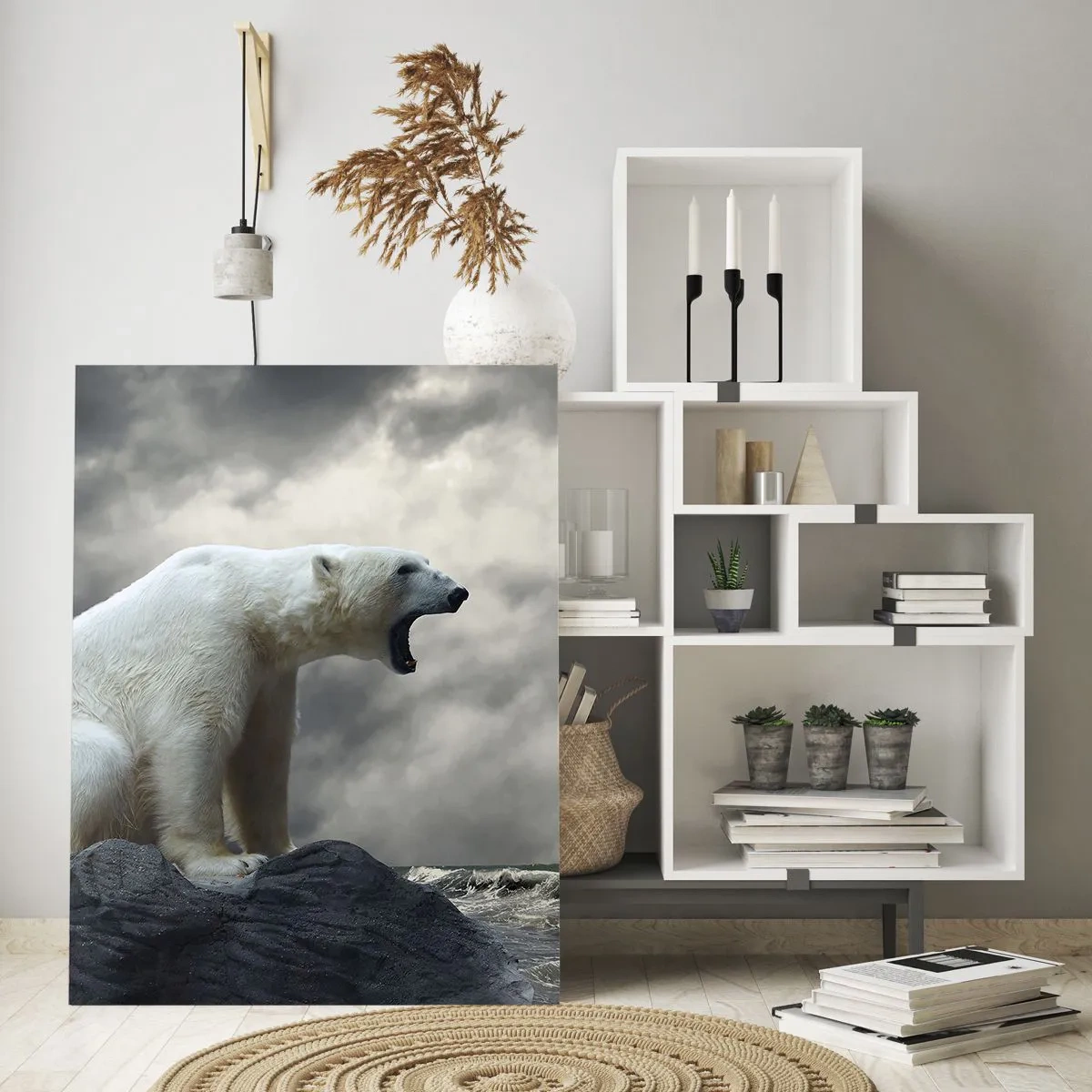 Schilderen op glas - Een eenzame koning van de Noordpool - 50x70 cm