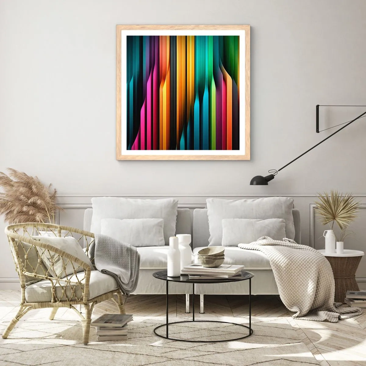 Een poster in een licht eiken lijst - Lichtorgel - 50x50 cm