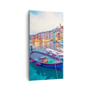 Schilderen op canvas - Kleurrijke avond in de haven - 65x120 cm