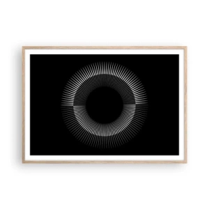 Een poster in een licht eiken lijst - Zwarte zon - 100x70 cm