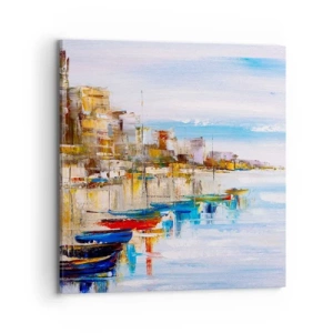 Schilderen op canvas - Een veelkleurig stedelijk toevluchtsoord - 70x70 cm