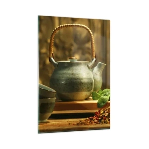 Schilderen op glas - Verhandeling over het drinken van thee - 80x120 cm