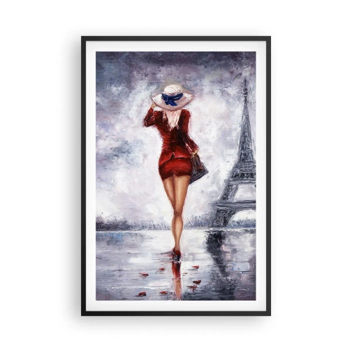Poster in een zwarte lijst - Parijs symbolen - 61x91 cm