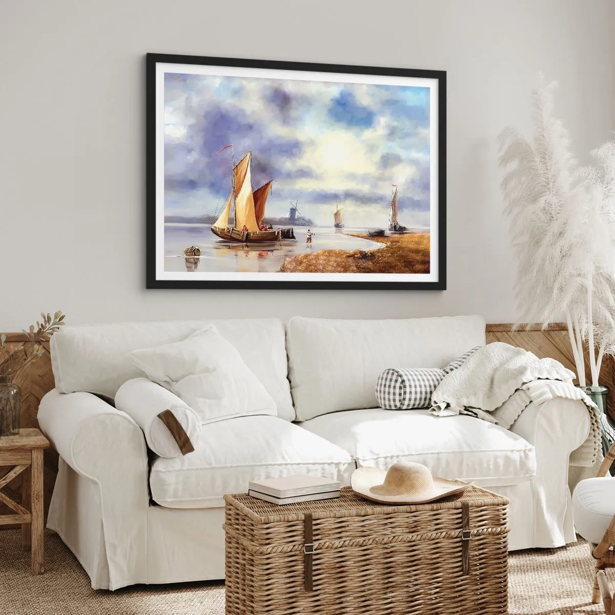 Poster in een zwarte lijst - De terugkeer van zeelieden - 100x70 cm